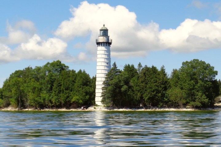 a body of water surrounded by trees